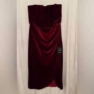 Lulu's Strapless Deep Red Velvet Dress